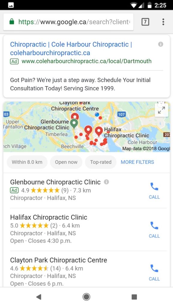 Google AdWords for Chiropractors Mobile Screen Shot